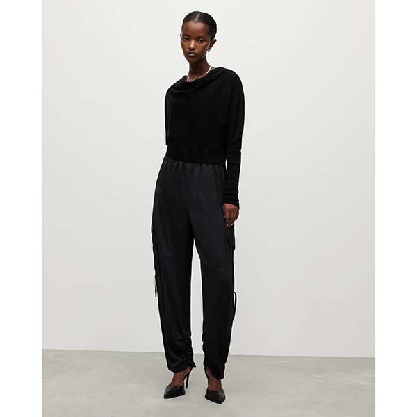 Allsaints Australia Womens Kaye Oversized Cargo Pants Black AU21-876